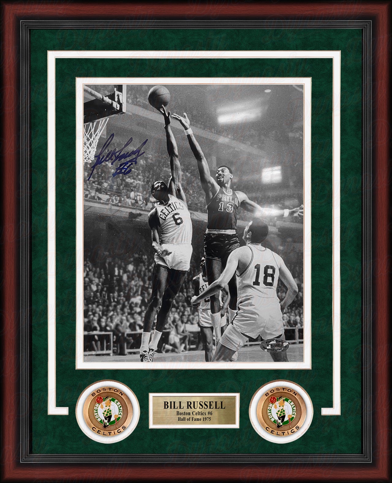 Bill Russell v. Wilt Boston Celtics Autographed 8" x 10" Framed Black & White Basketball Photo