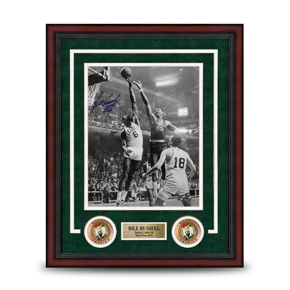 Bill Russell v. Wilt Boston Celtics Autographed 8" x 10" Framed Black & White Basketball Photo