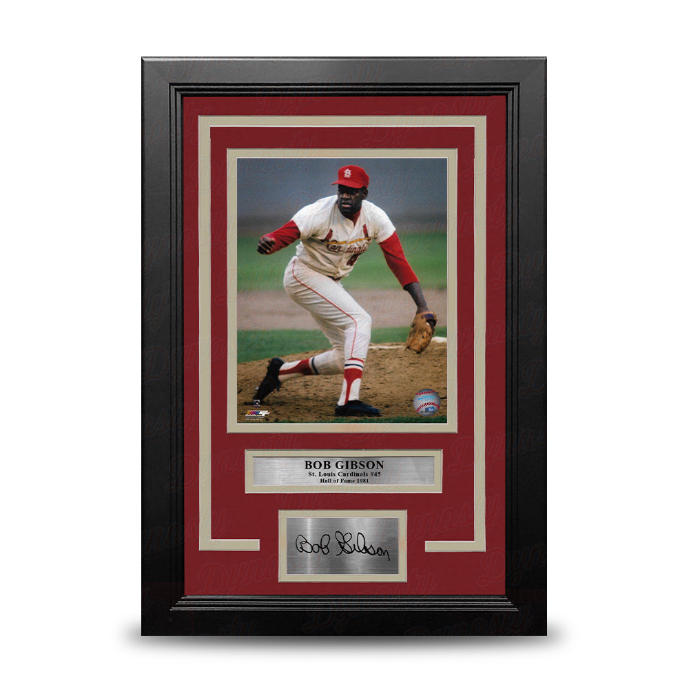 Bob Gibson in Action St. Louis Cardinals 8" x 10" Framed Photo with Engraved Autograph