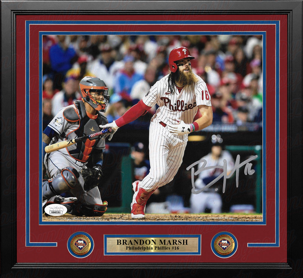 Brandon Marsh in Action Autographed Philadelphia Phillies 16" x 20" Framed Baseball Photo