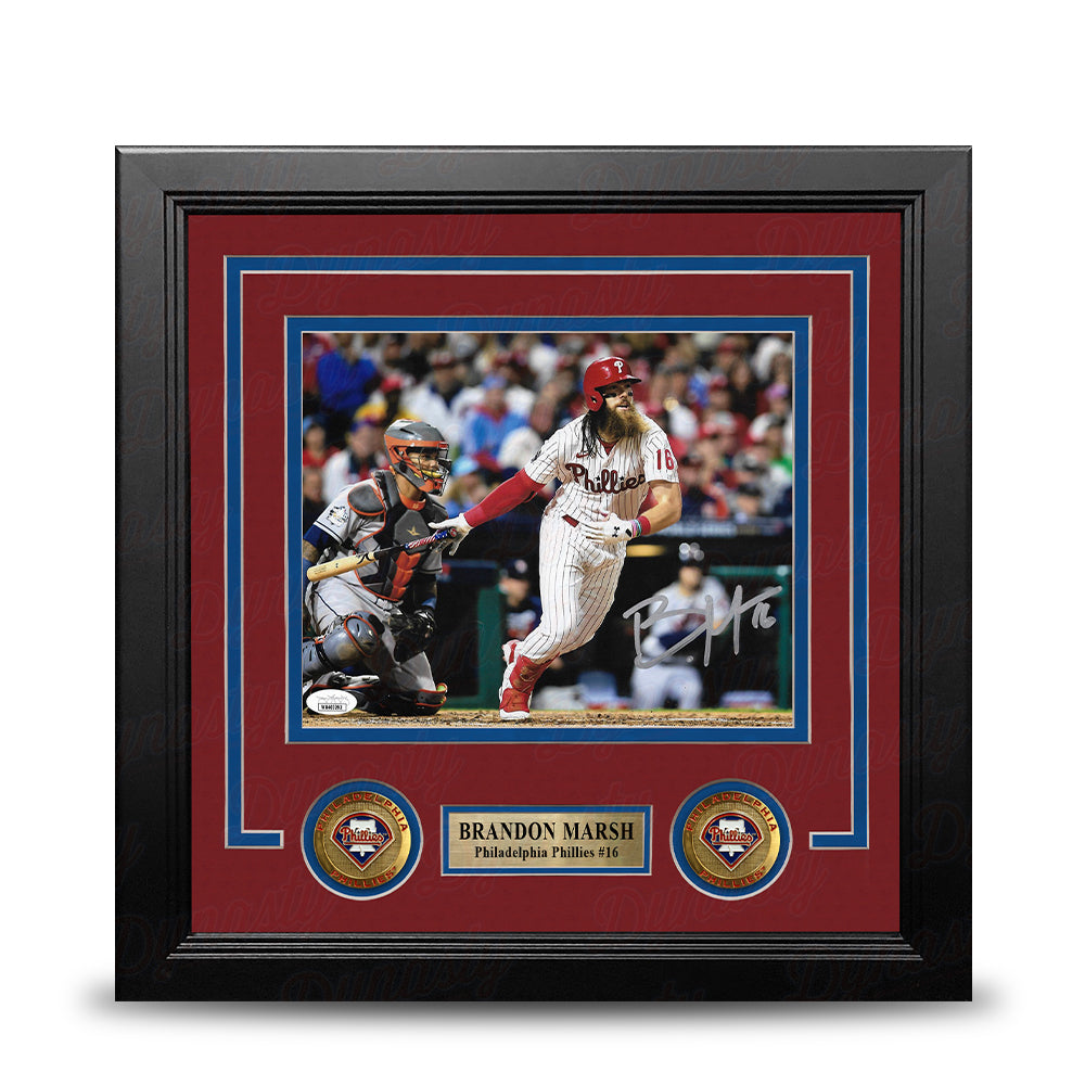 Brandon Marsh in Action Autographed Philadelphia Phillies 8" x 10" Framed Baseball Photo