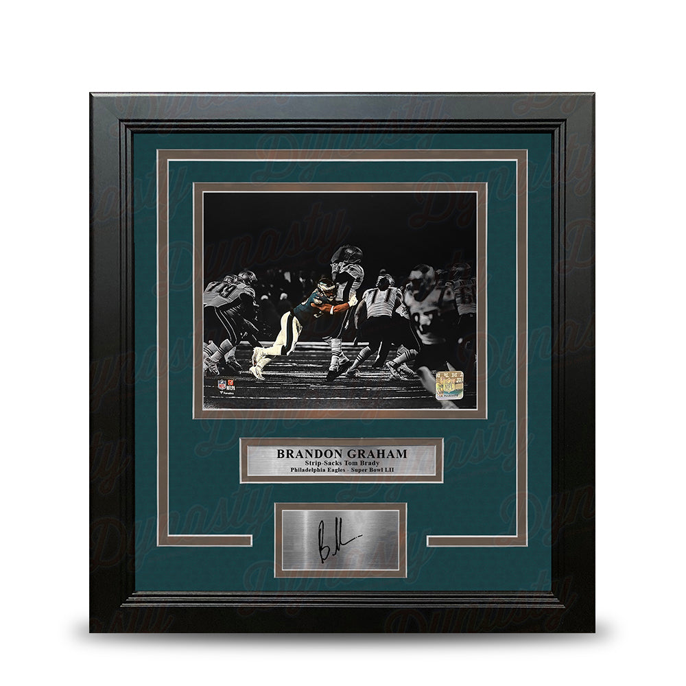 Brandon Graham Sacks Tom Brady Philadelphia Eagles 8x10 Blackout Framed Photo & Engraved Autograph