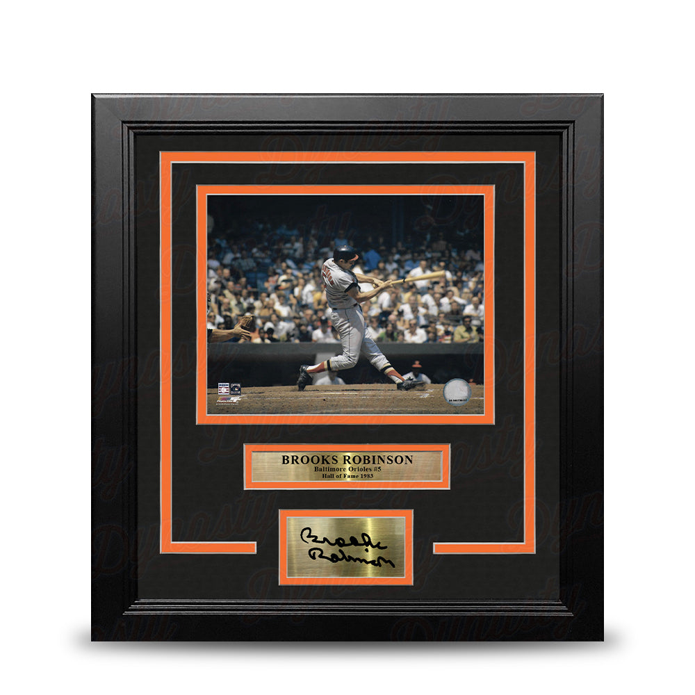 Brooks Robinson Batting Action Baltimore Orioles 8" x 10" Framed Baseball Photo with Engraved Autograph