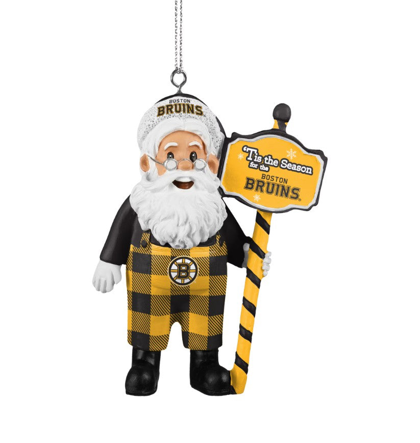 Boston Bruins Santa Overalls Ornament