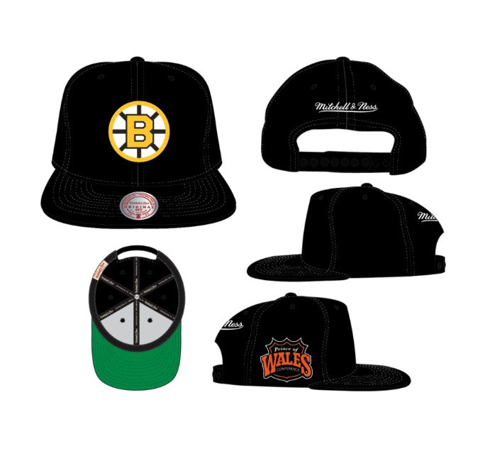 Boston Bruins Mitchell & Ness Conference Patch Vintage Black Snapback Cap