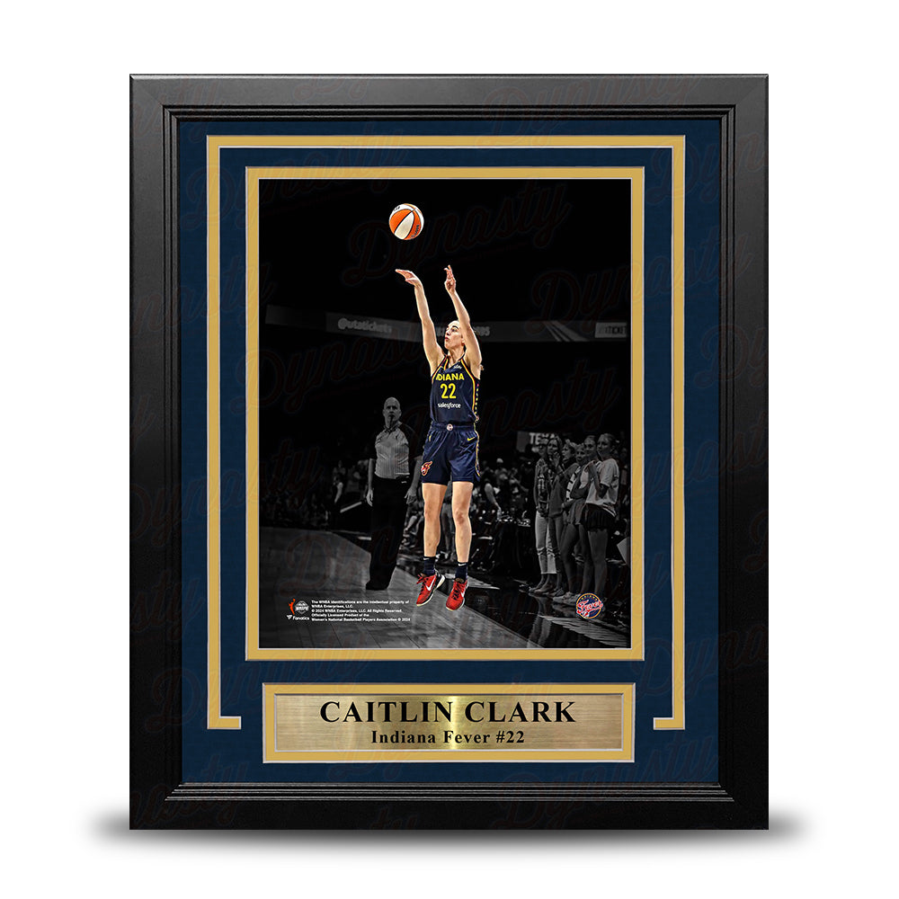 Caitlin Clark Shooting Action Indiana Fever 8" x 10" Framed WNBA Blackout Basketball Photo