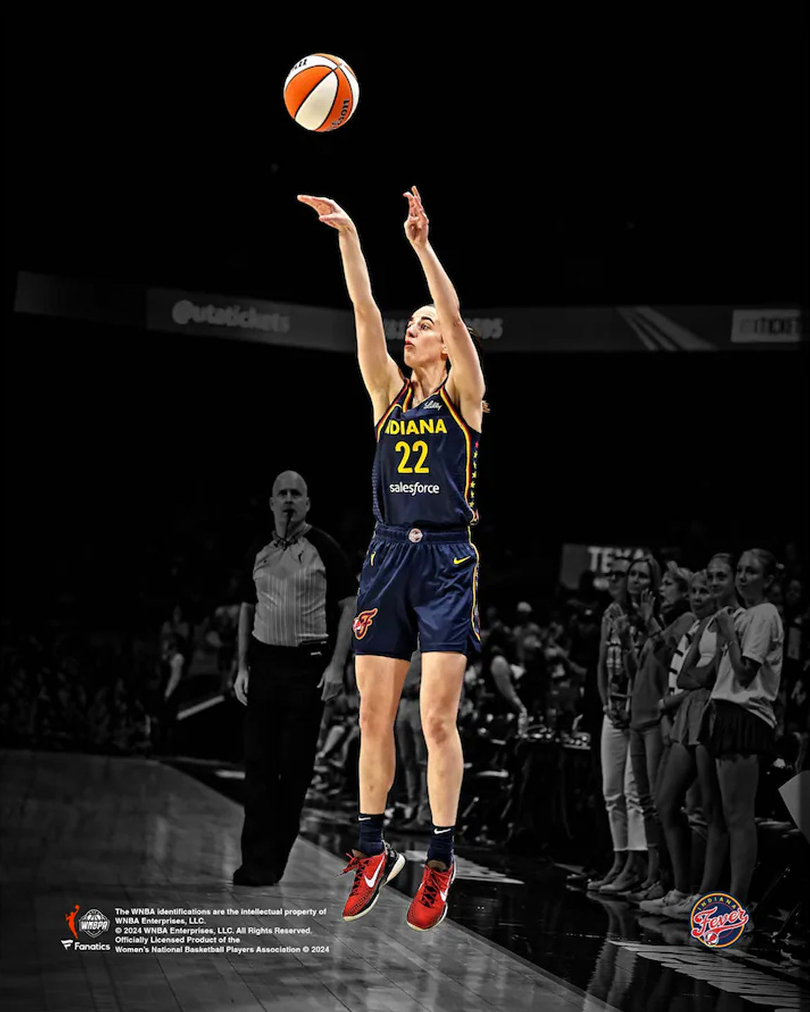 Caitlin Clark Shooting Action Indiana Fever 8" x 10" WNBA Blackout Basketball Photo