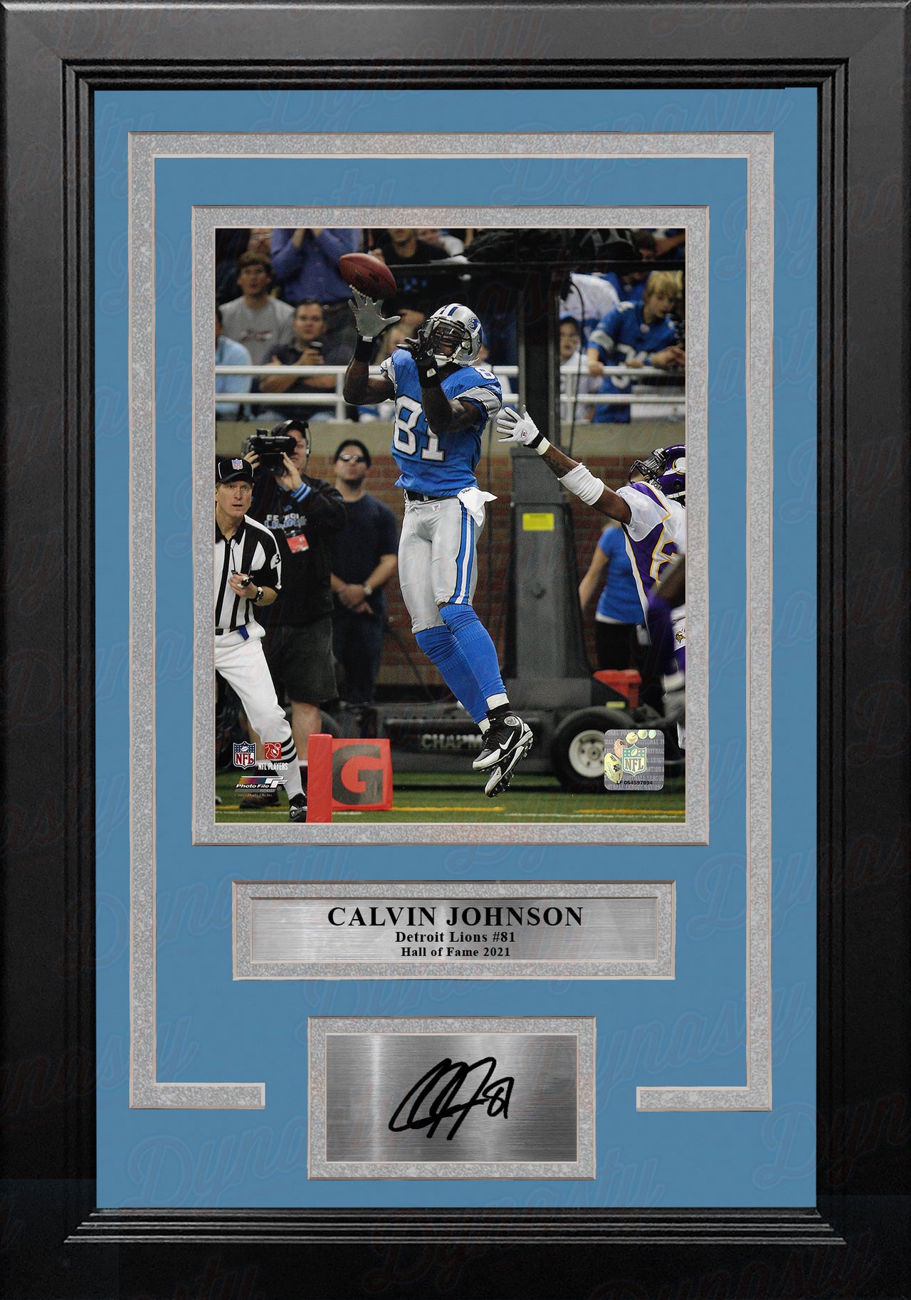 Calvin Johnson v. Vikings Detroit Lions 8" x 10" Framed Football Photo with Engraved Autograph