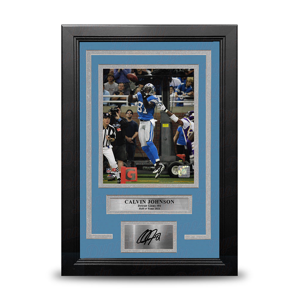 Calvin Johnson v. Vikings Detroit Lions 8" x 10" Framed Football Photo with Engraved Autograph