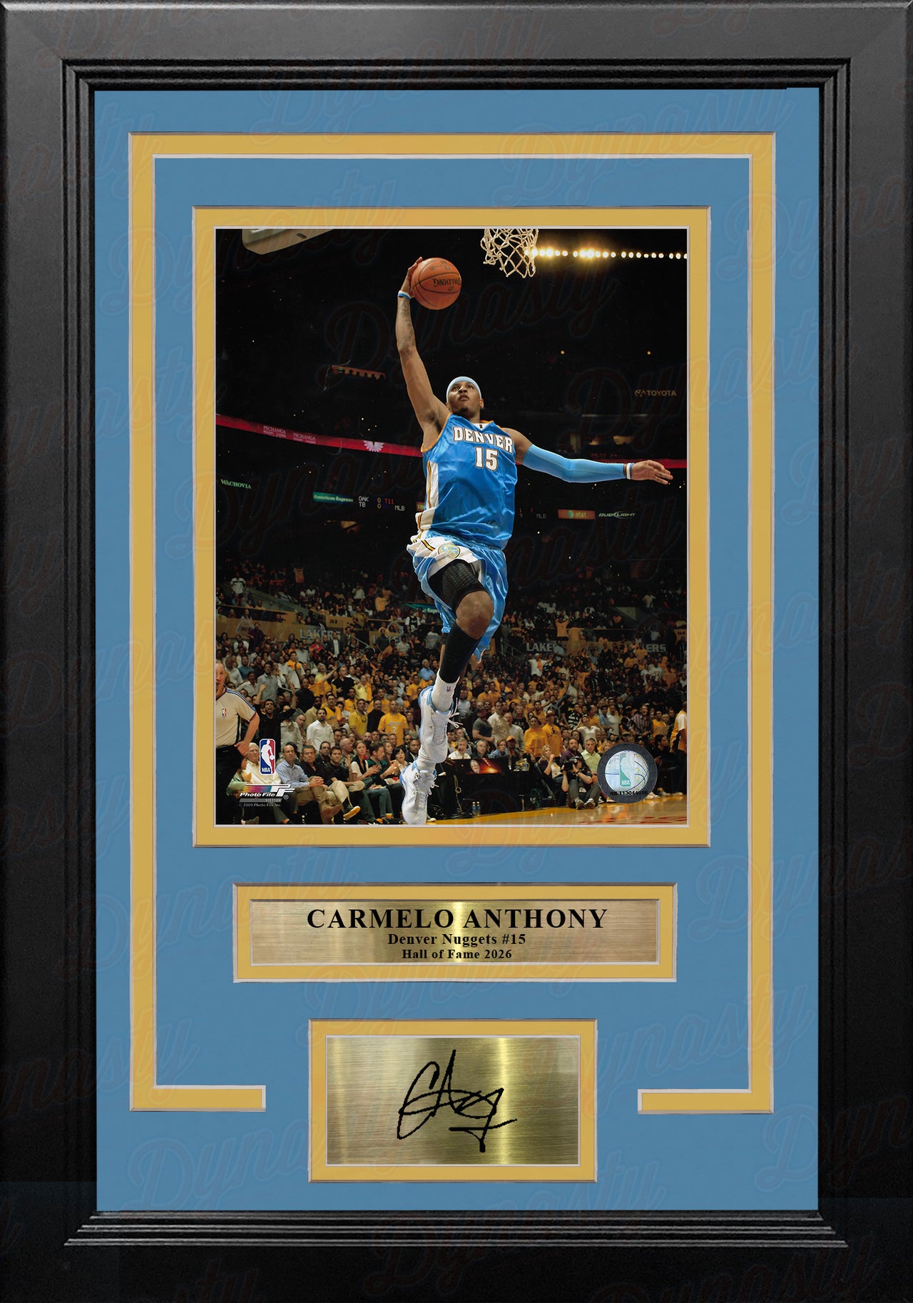 Carmelo Anthony Lay-Up Denver Nuggets 8x10 Framed Basketball Photo with Engraved Autograph