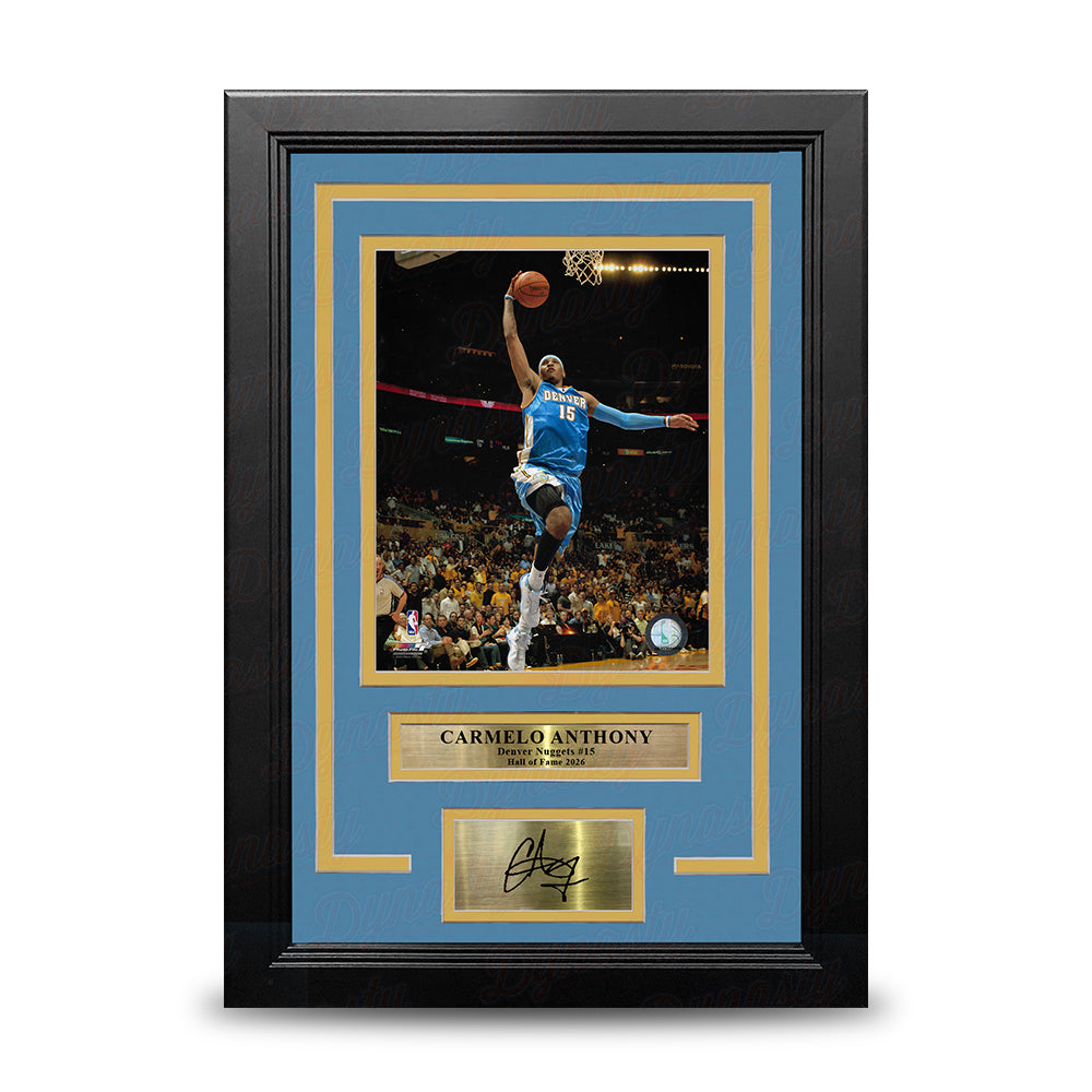 Carmelo Anthony Lay-Up Denver Nuggets 8x10 Framed Basketball Photo with Engraved Autograph