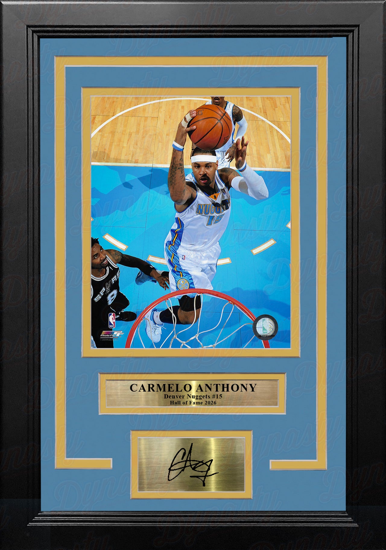 Carmelo Anthony Rim Cam Denver Nuggets 8x10 Framed Basketball Photo with Engraved Autograph