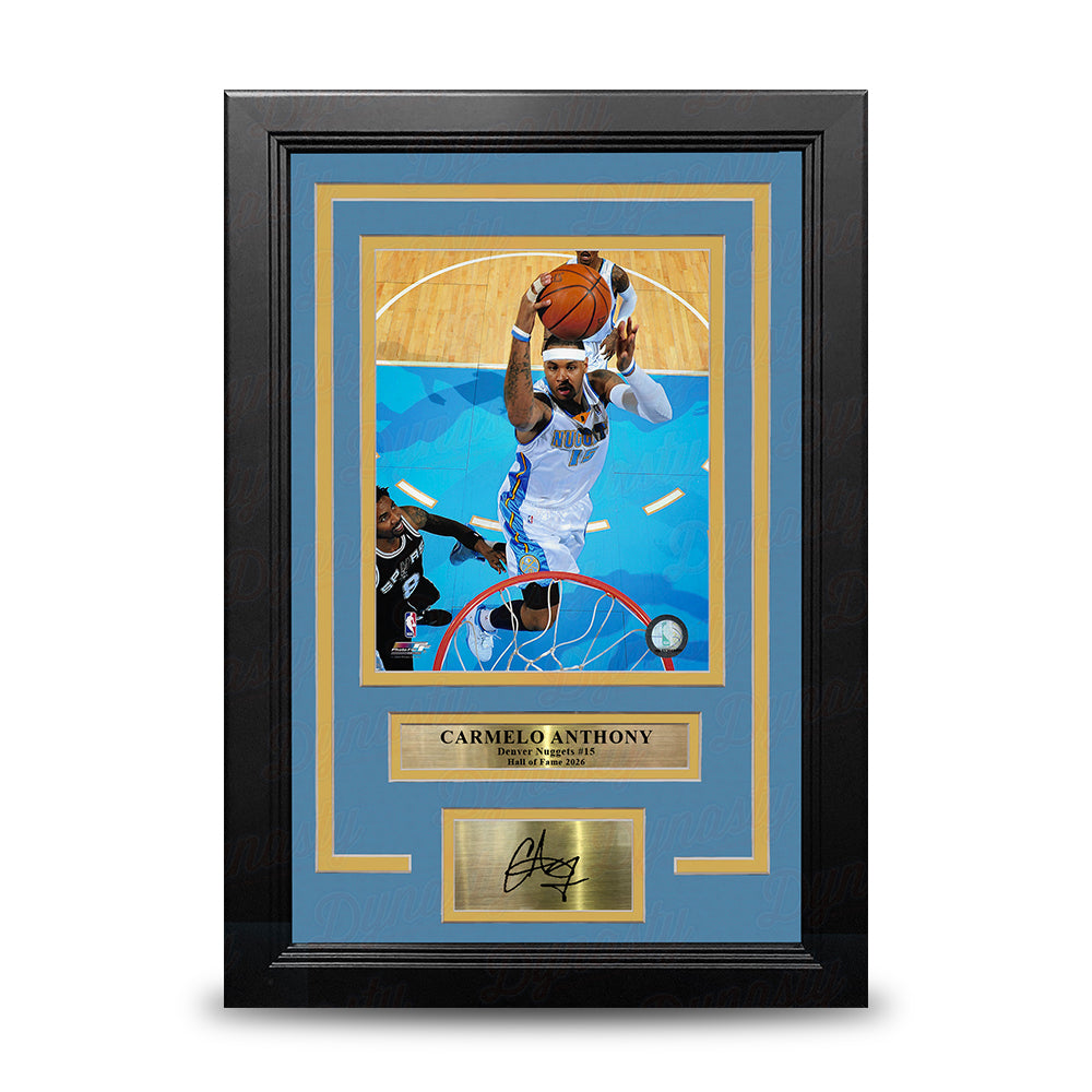 Carmelo Anthony Rim Cam Denver Nuggets 8x10 Framed Basketball Photo with Engraved Autograph