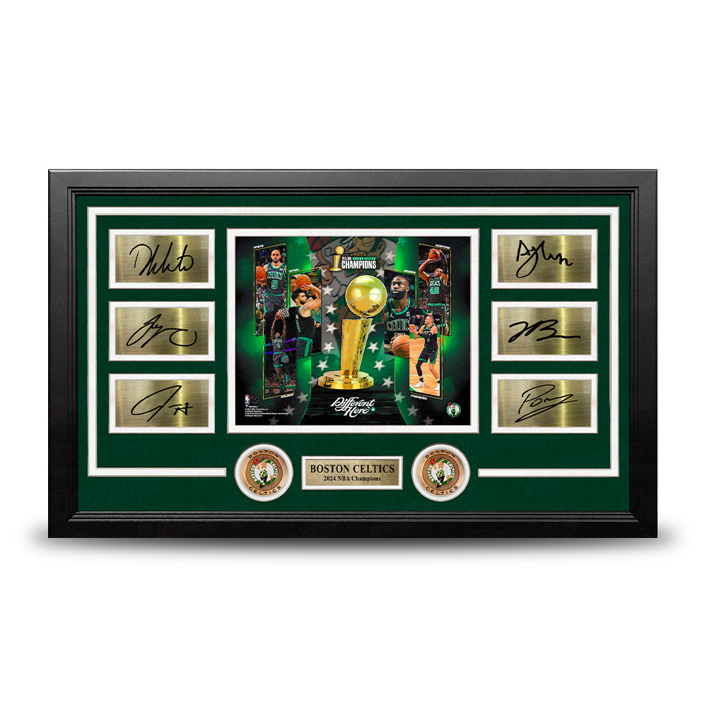 Boston Celtics 2024 NBA Champions 8" x 10" Framed Basketball Collage Photo with Engraved Autographs