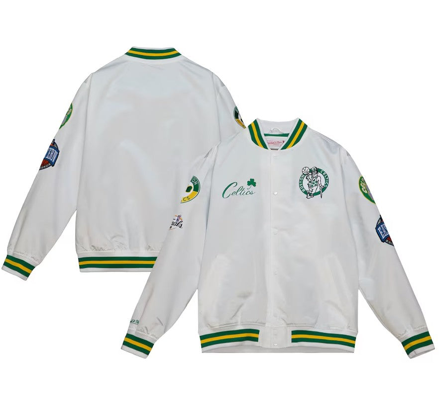 Boston Celtics Mitchell & Ness White City Collection Lightweight Satin Full-Snap Jacket