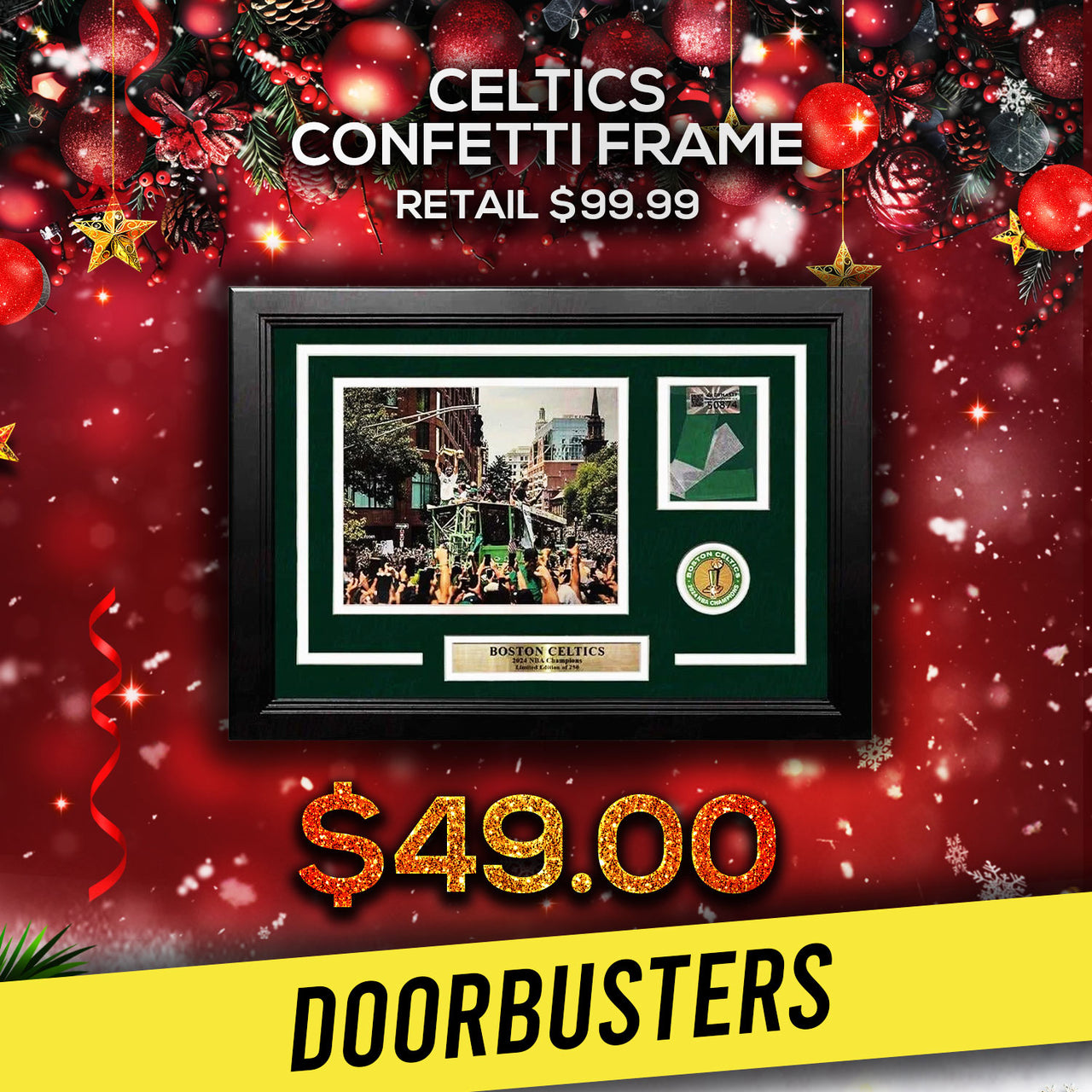 Boston Celtics 2024 NBA Champions Parade 16" x 19" Framed Basketball Photo with Parade Confetti