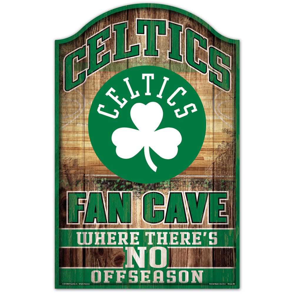 Boston Celtics Fan Cave 11" x 17" Wood Sign