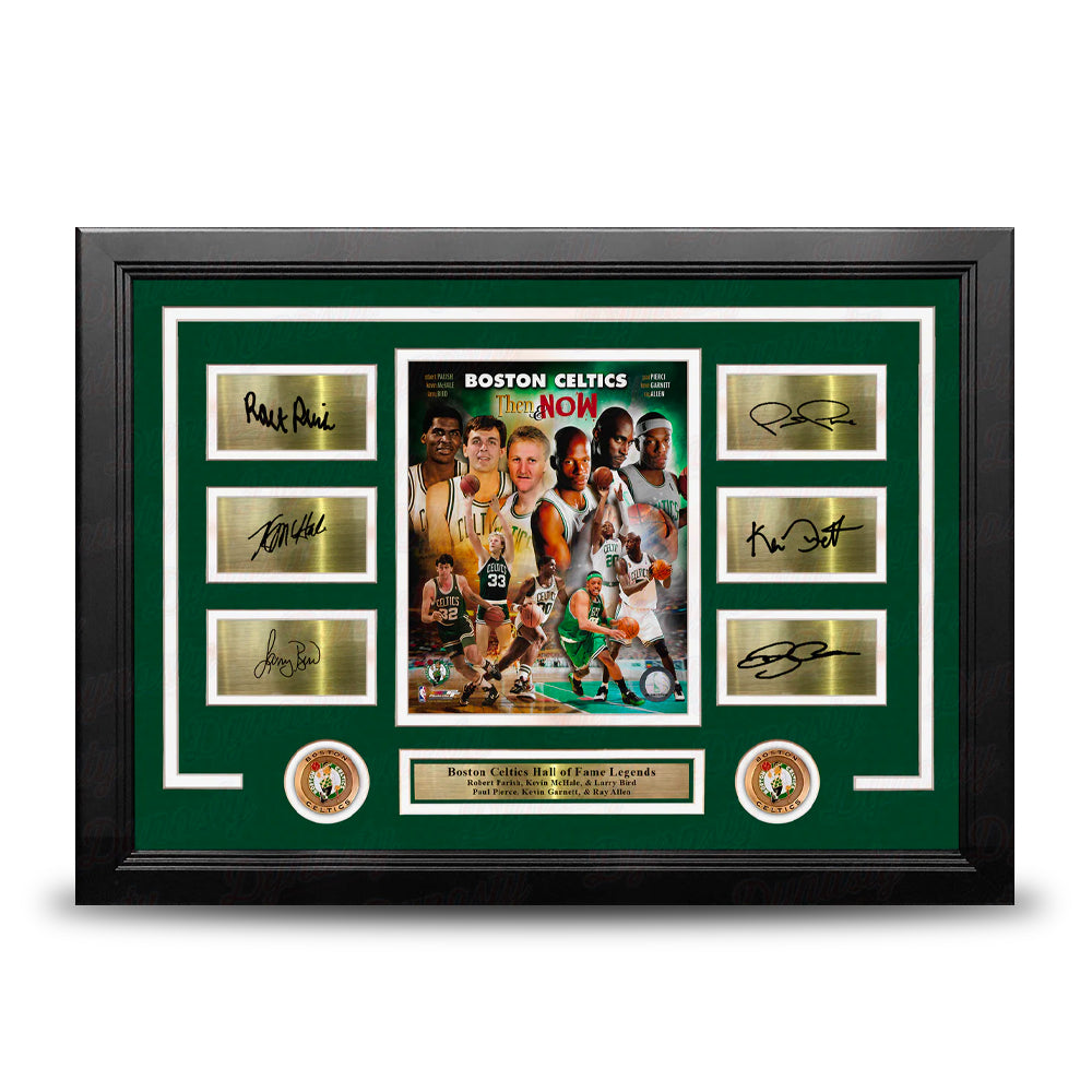 Boston Celtics All-Time Legends 8x10 Framed Basketball Photo with Six Engraved Autographs