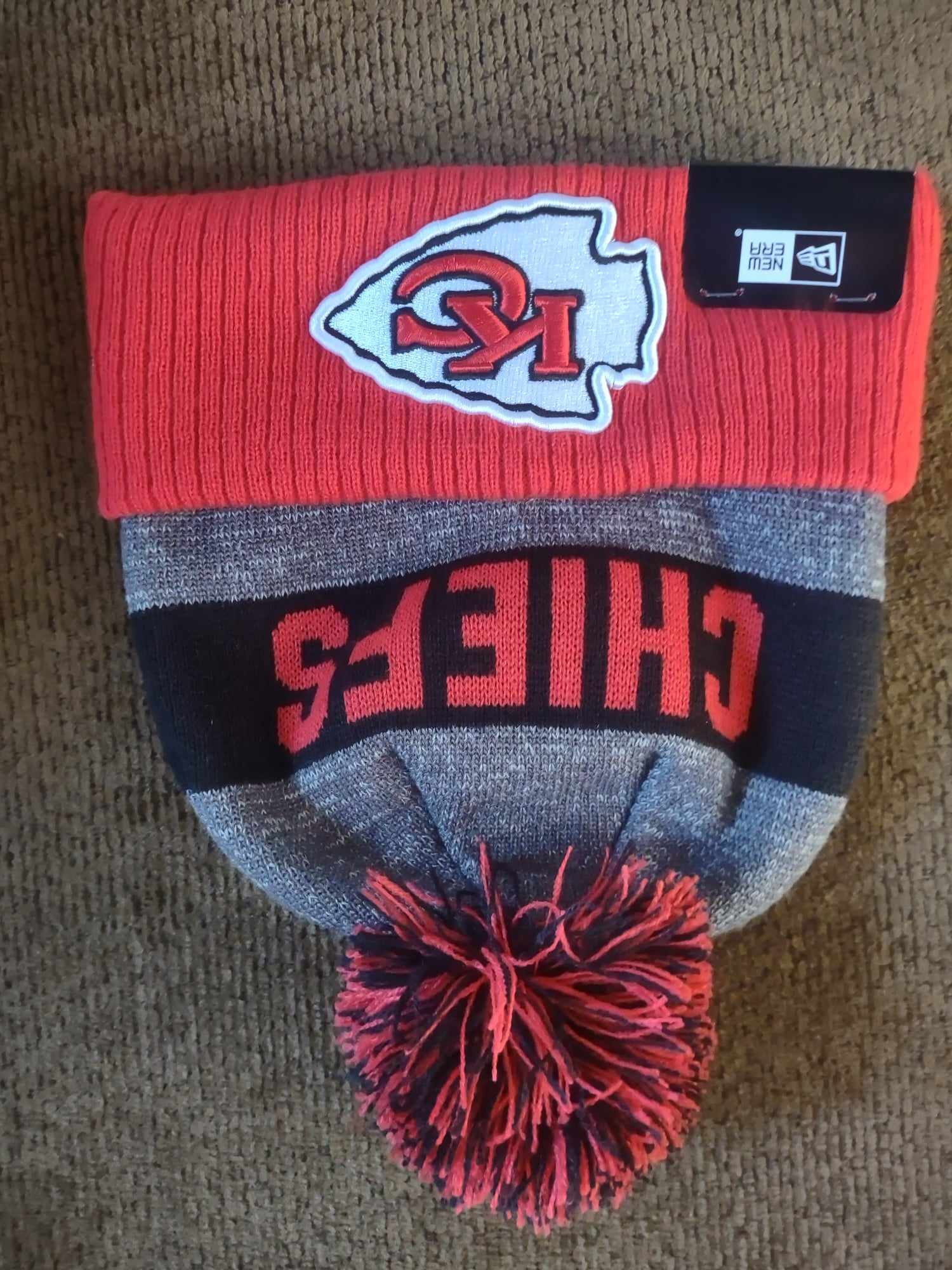 Kansas City Chiefs Charcoal Knit New Era Winter Pom Hat