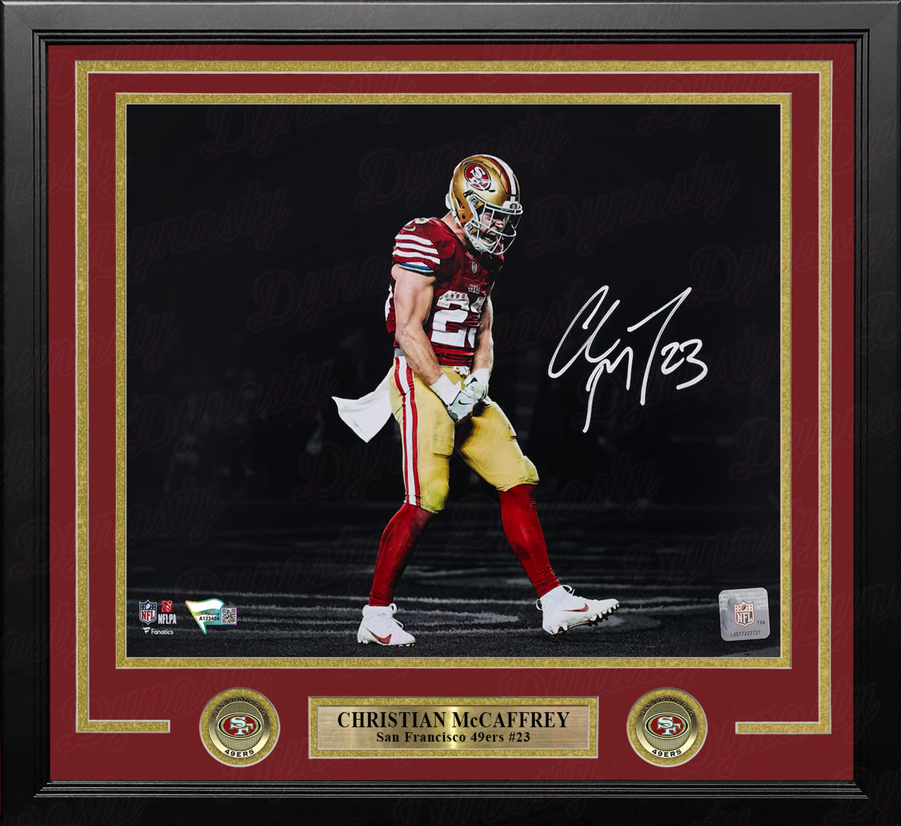 Christian McCaffrey San Francisco 49ers Autographed 11" x 14" Framed Blackout Football Photo