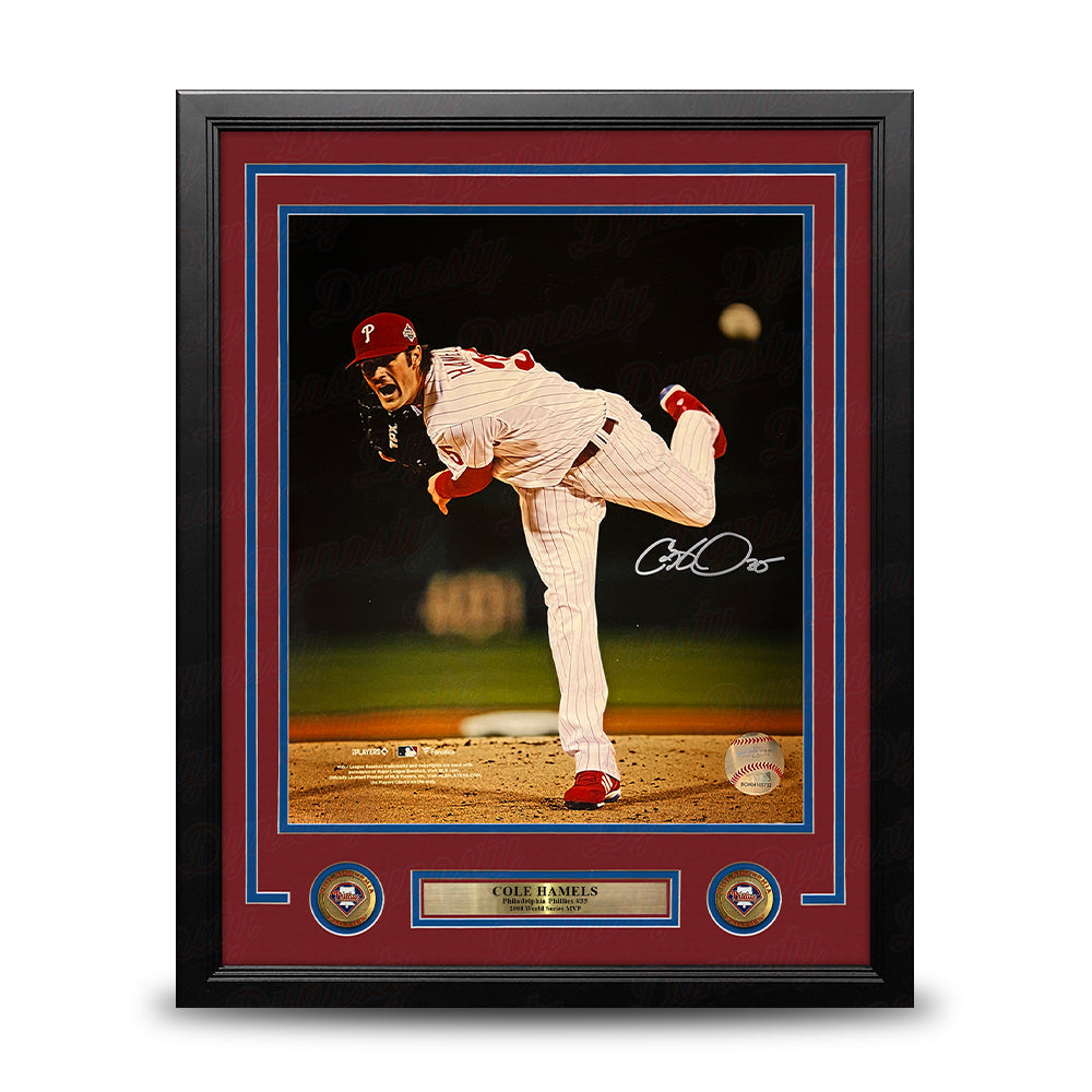 Cole Hamels 2008 World Series Philadelphia Phillies Autographed 16" x 20" Framed Baseball Photo