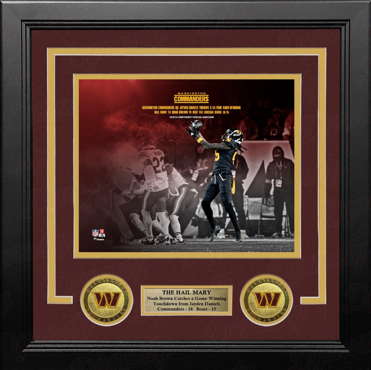 Jayden Daniels & Noah Brown Hail Mary Touchdown Washington Commanders 8" x 10" Framed Football Photo