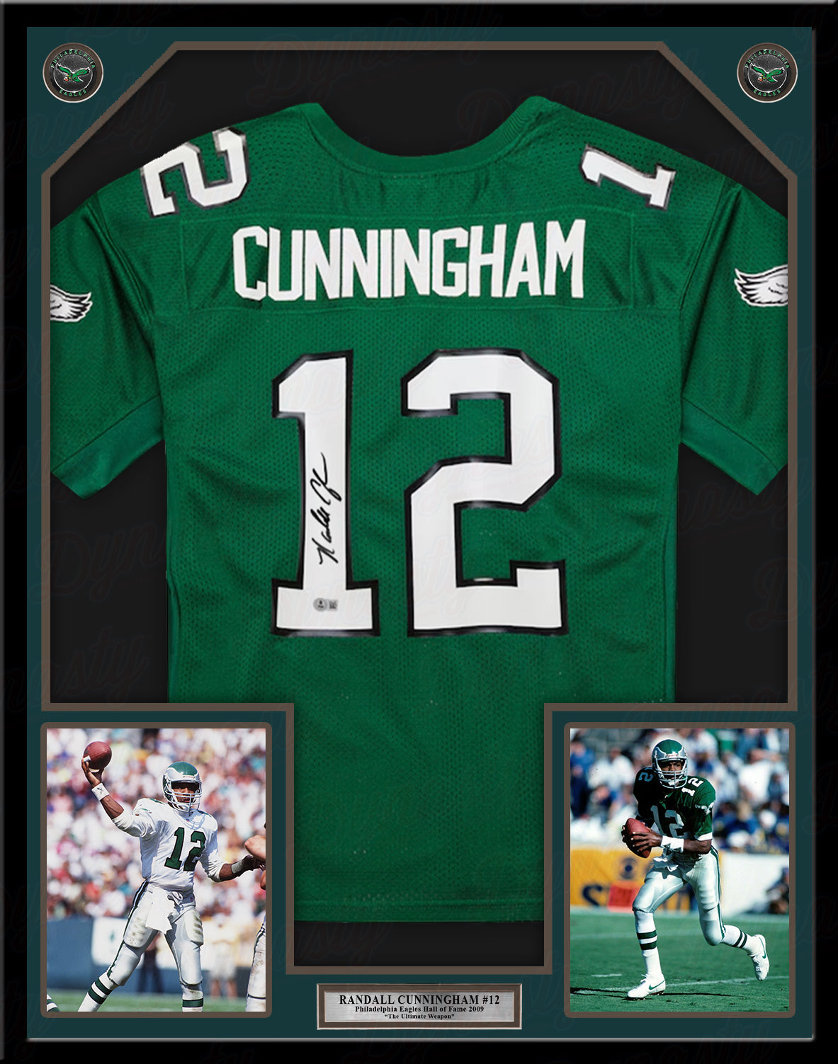 Randall Cunningham Philadelphia Eagles Autographed Framed Mitchell & Ness Green Throwback Jersey