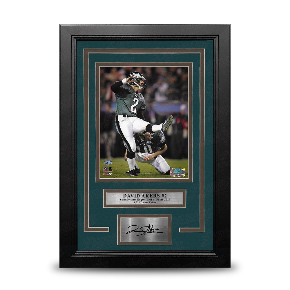 David Akers Super Bowl XXXIX Philadelphia Eagles 8x10 Framed Football Photo with Engraved Autograph