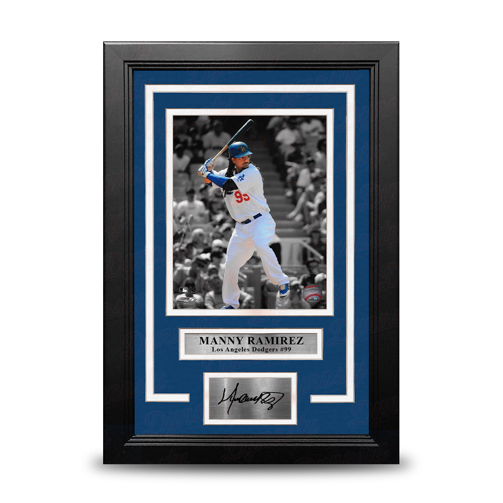 Manny Ramirez Los Angeles Dodgers 8" x 10" Framed Spotlight Baseball Photo with Engraved Autograph