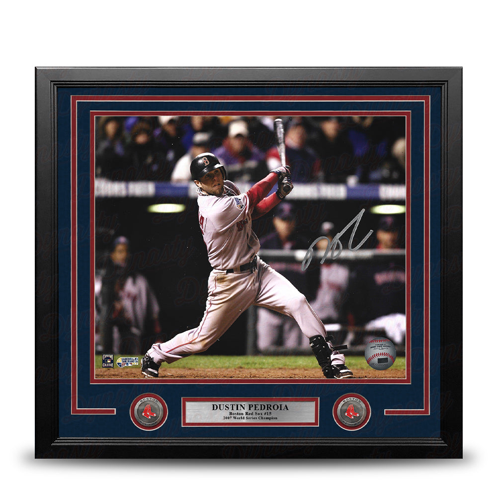 Dustin Pedroia 2007 World Series Action Boston Red Sox Autographed 11" x 14" Framed Baseball Photo