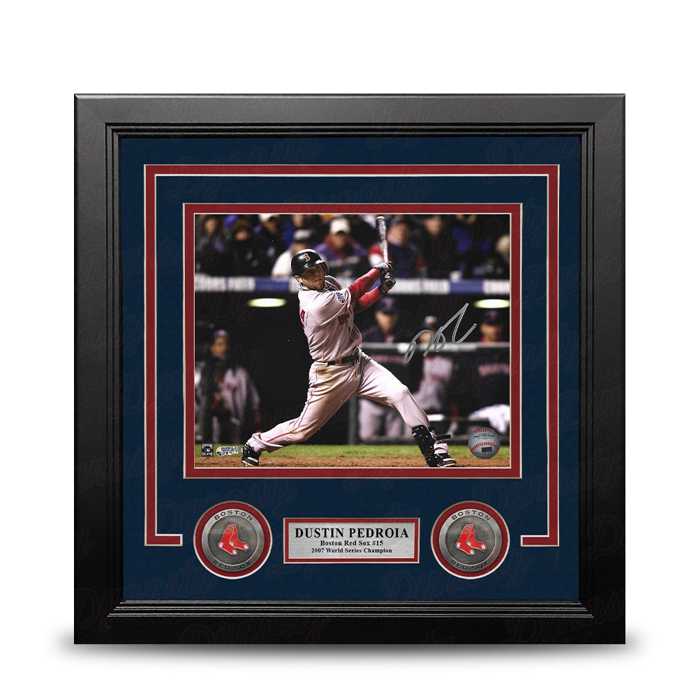 Dustin Pedroia 2007 World Series Action Boston Red Sox Autographed 8" x 10" Framed Baseball Photo