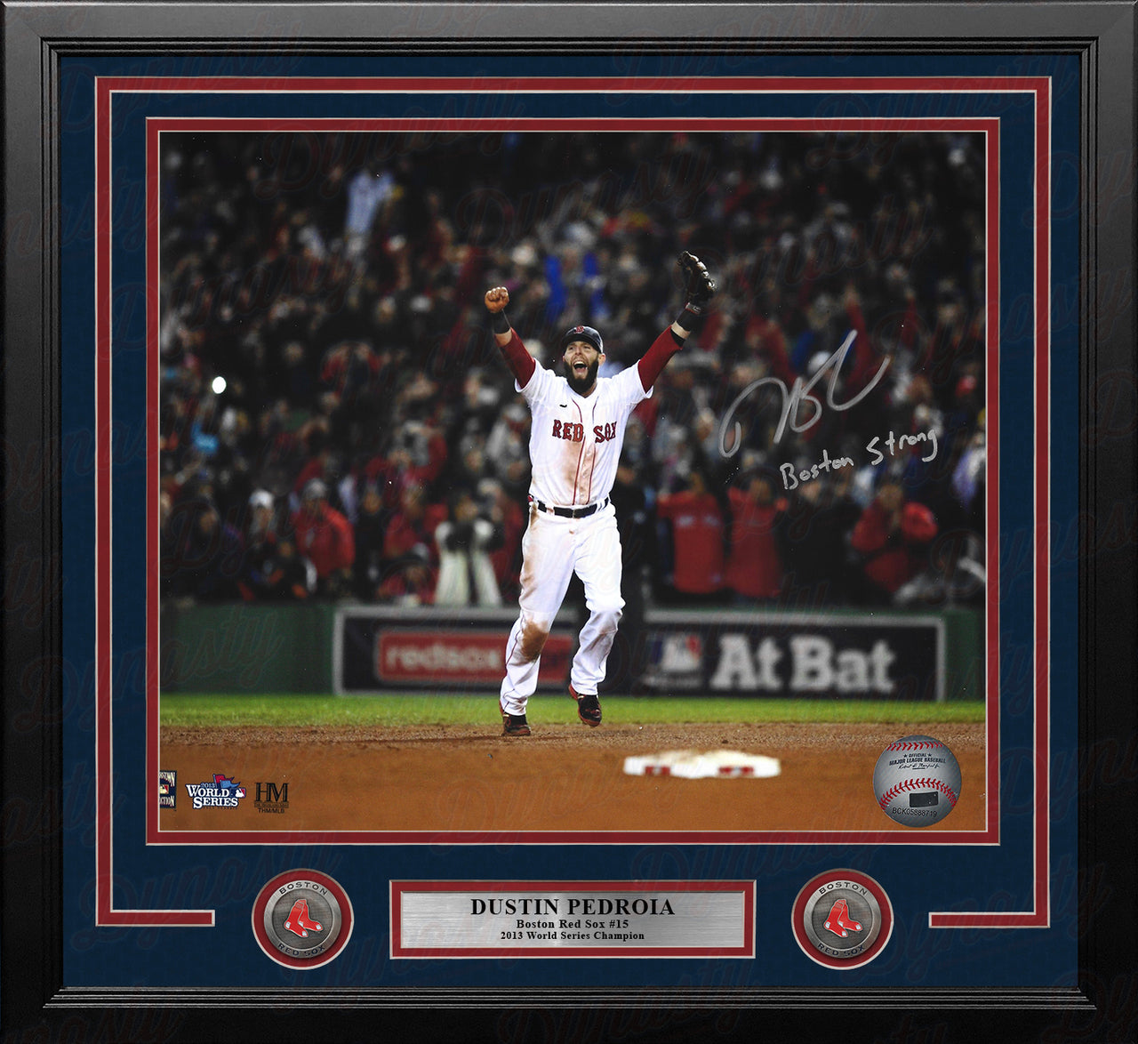 Dustin Pedroia 2013 World Series Boston Red Sox Autographed 16x20 Framed Photo - Boston Strong