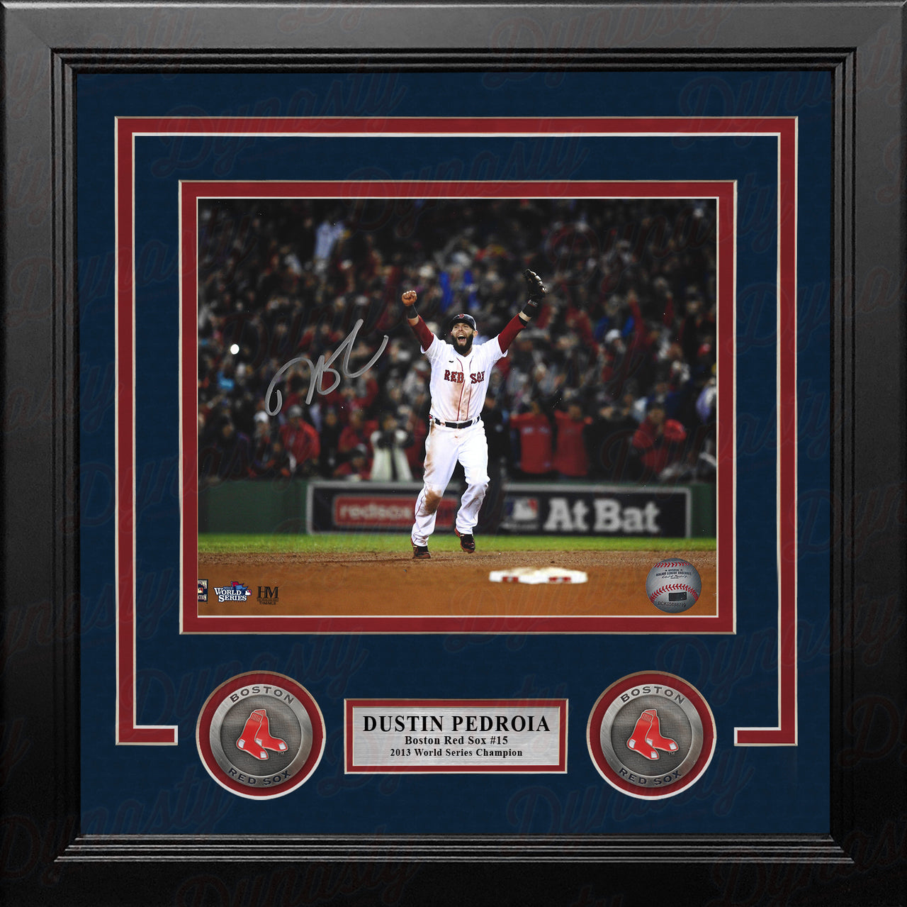 Dustin Pedroia 2013 World Series Celebration Boston Red Sox Autographed 8x10 Framed Baseball Photo