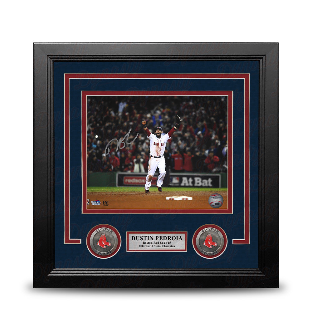 Dustin Pedroia 2013 World Series Celebration Boston Red Sox Autographed 8x10 Framed Baseball Photo