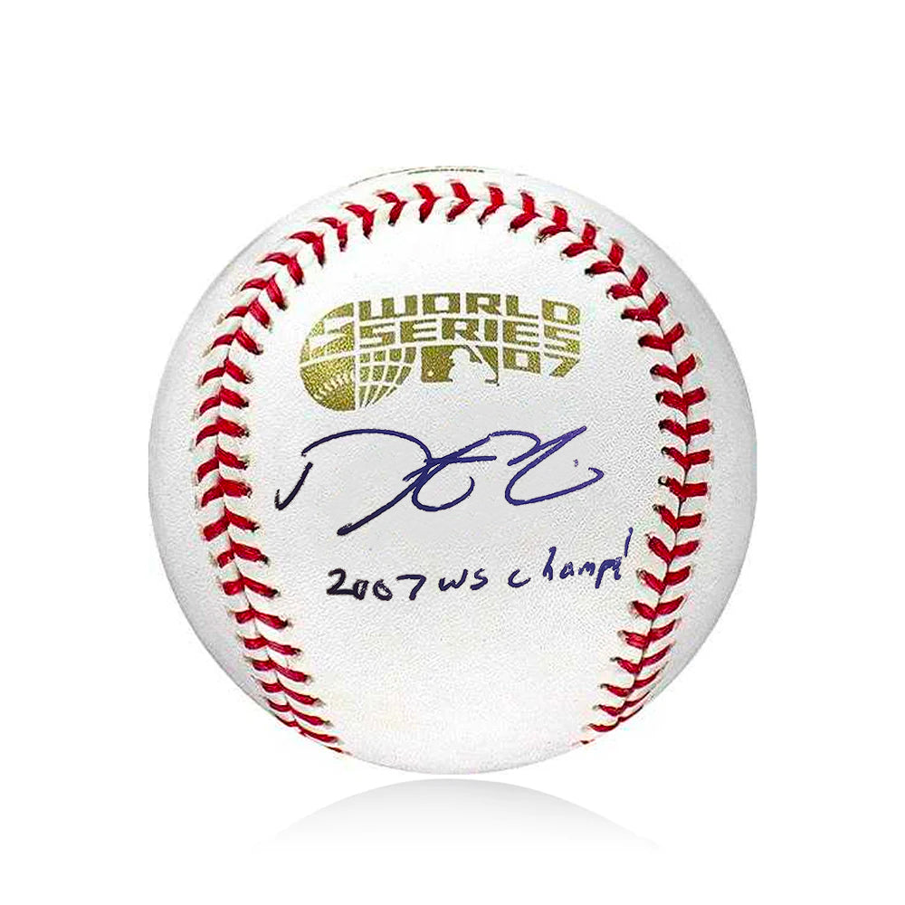 Dustin Pedroia Boston Red Sox Autographed 2007 World Series Baseball Inscribed World Series Champs