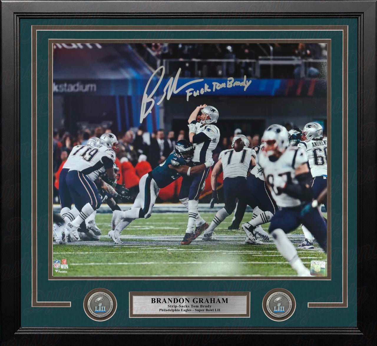 Brandon Graham Strip-Sack Philadelphia Eagles Autographed 16x20 Framed Photo - F*ck Tom Brady