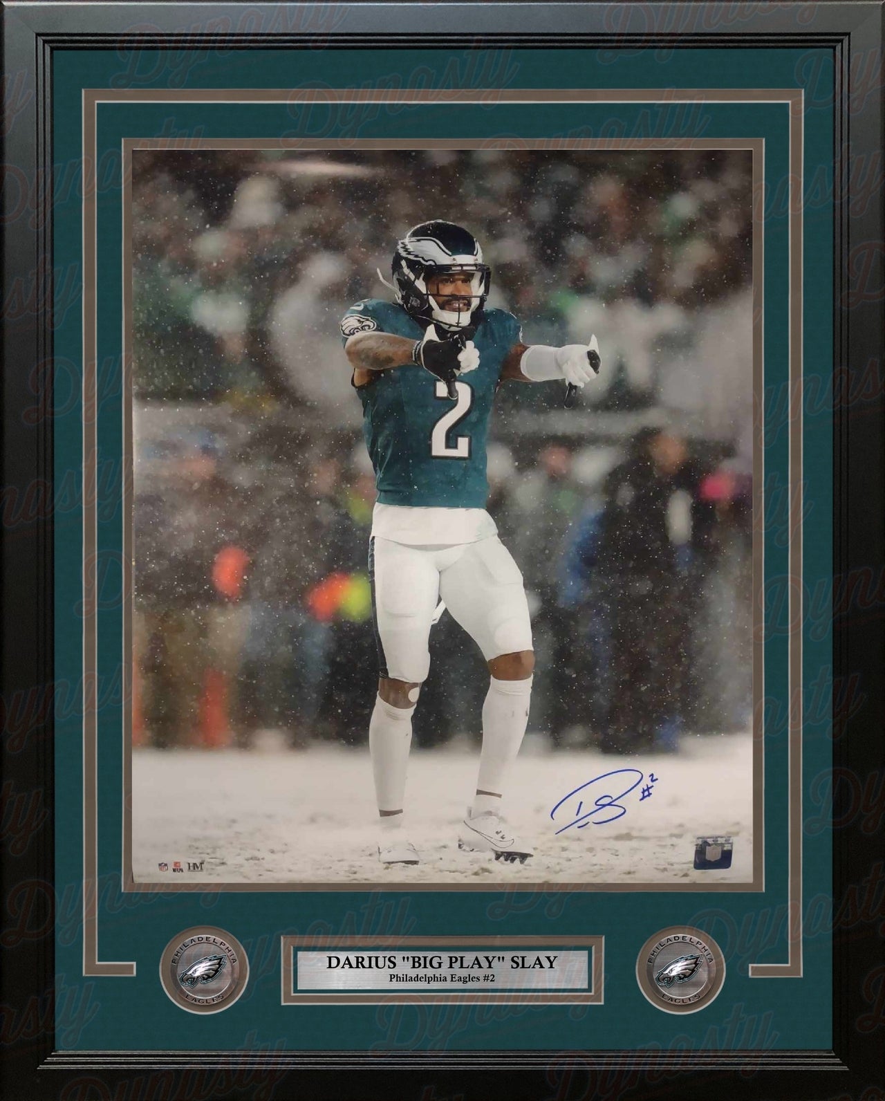 Darius Slay Thumbs Down in the Snow Philadelphia Eagles Autographed 16" x 20" Framed Football Photo