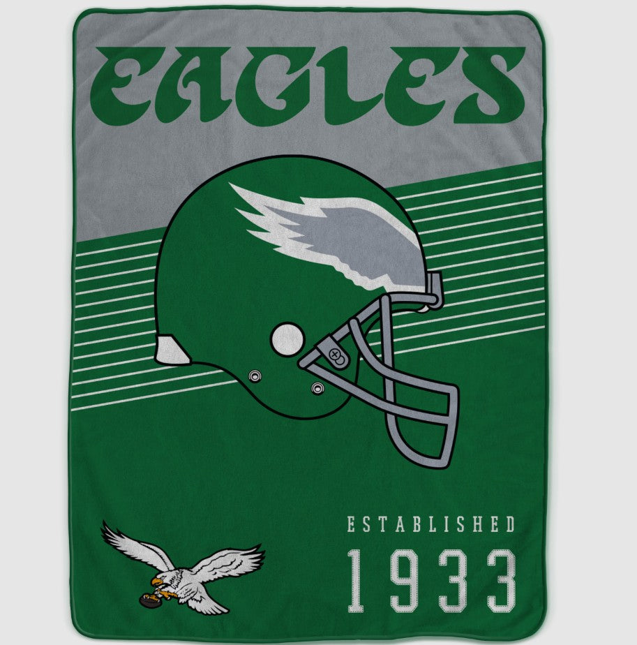 Philadelphia Eagles Throwback 60" x 80" Helmet Stripes Royal Plush Blanket