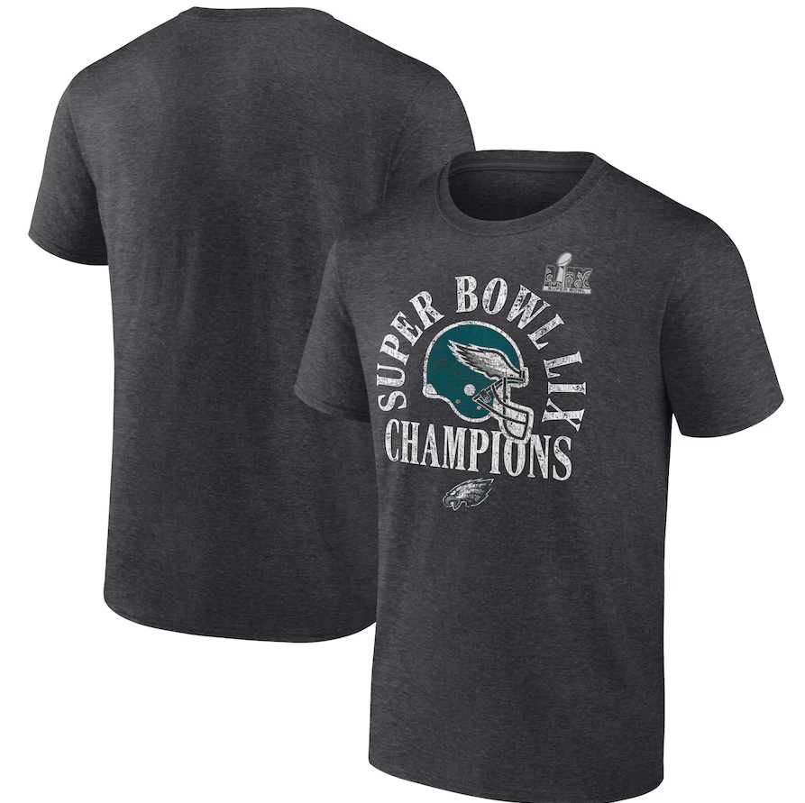 Philadelphia Eagles Heather Charcoal Super Bowl LIX Champions Ring Season T-Shirt