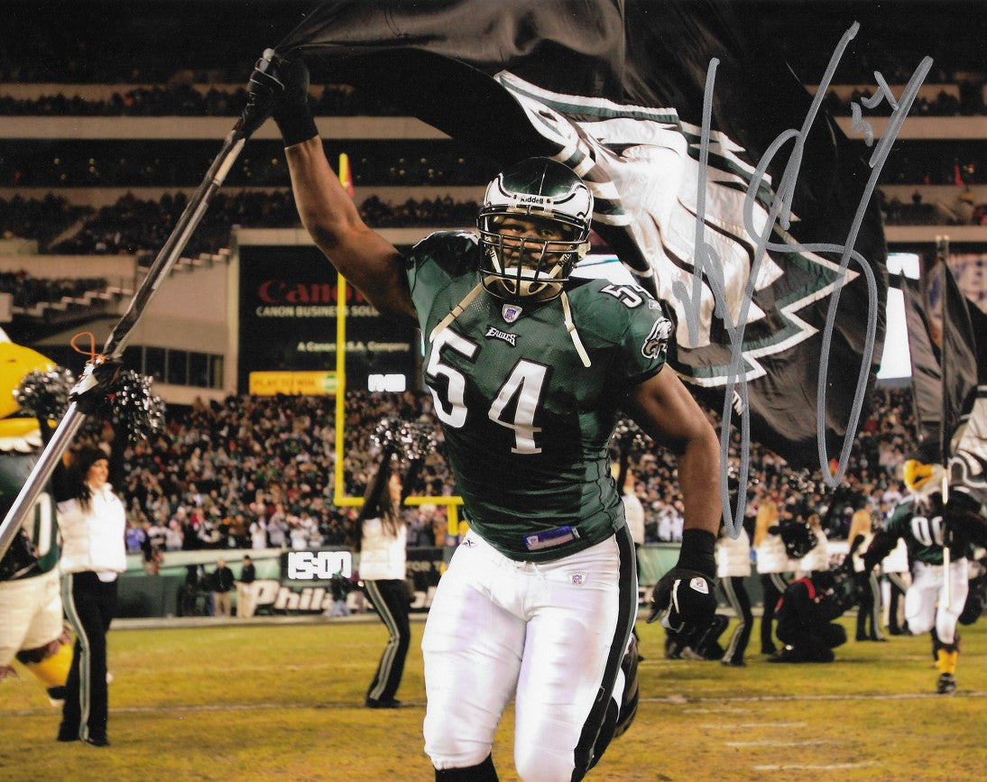 Jeremiah Trotter, Sr. Flag Philadelphia Eagles Autographed 8" x 10" Football Photo