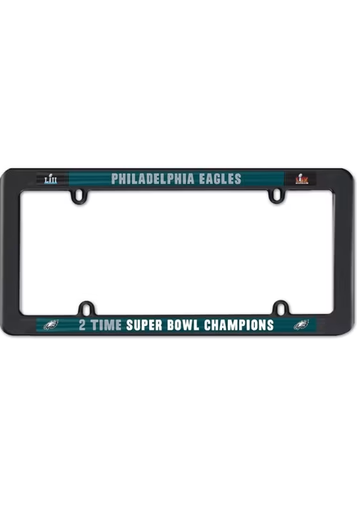 Philadelphia Eagles Super Bowl LIX Champions Plastic Black License Plate Frame