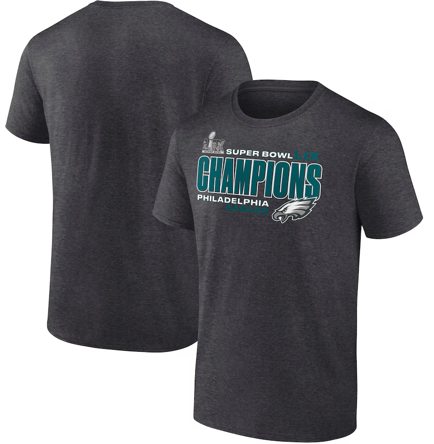 Philadelphia Eagles Heather Charcoal Super Bowl LIX Champions Under The Lights T-Shirt