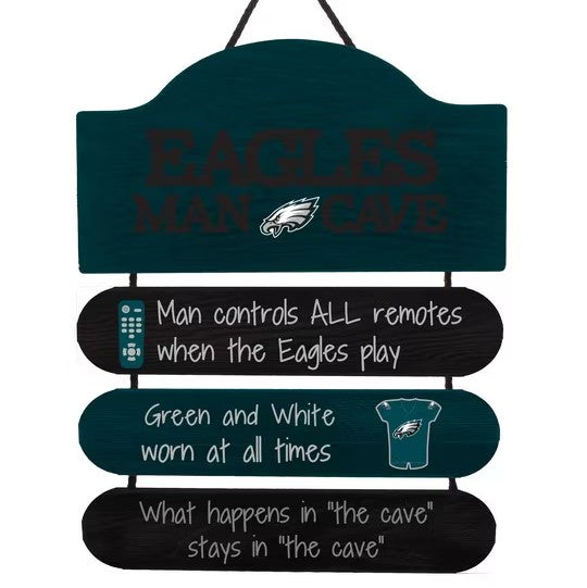 Philadelphia Eagles Wooden Man Cave Dangle Sign