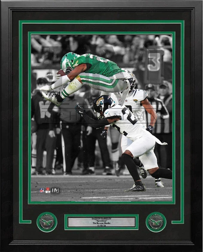 Saquon Barkley Reverse Hurdle Philadelphia Eagles 11" x 14" Framed Football Photo