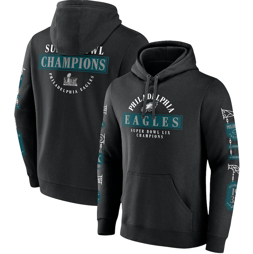 Philadelphia Eagles Super Bowl LIX Champions Black Pullover Hoodie