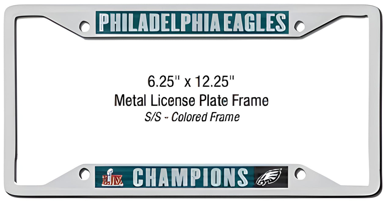 Philadelphia Eagles Super Bowl LIX Champions Chrome Colored Metal License Plate Frame