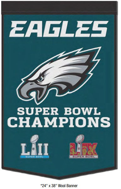 Philadelphia Eagles Super Bowl LIX Champions 24" x 38" Wool Banner