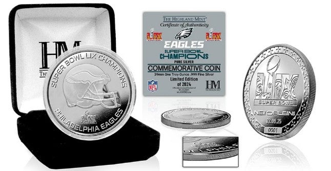 Philadelphia Eagles Super Bowl LIX Champions 1oz .999 Fine Silver Coin