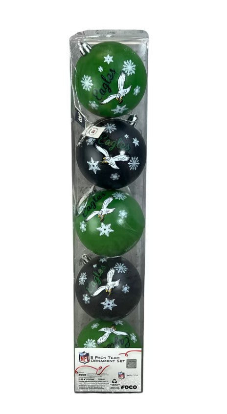 Philadelphia Eagles Throwback 5-Pack Set of Shatterproof Ball Ornaments