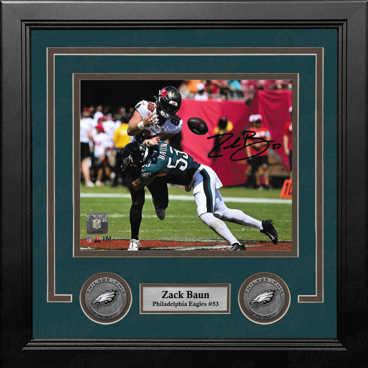 Zack Baun Tackling Action Philadelphia Eagles Autographed 8" x 10" Framed Football Photo